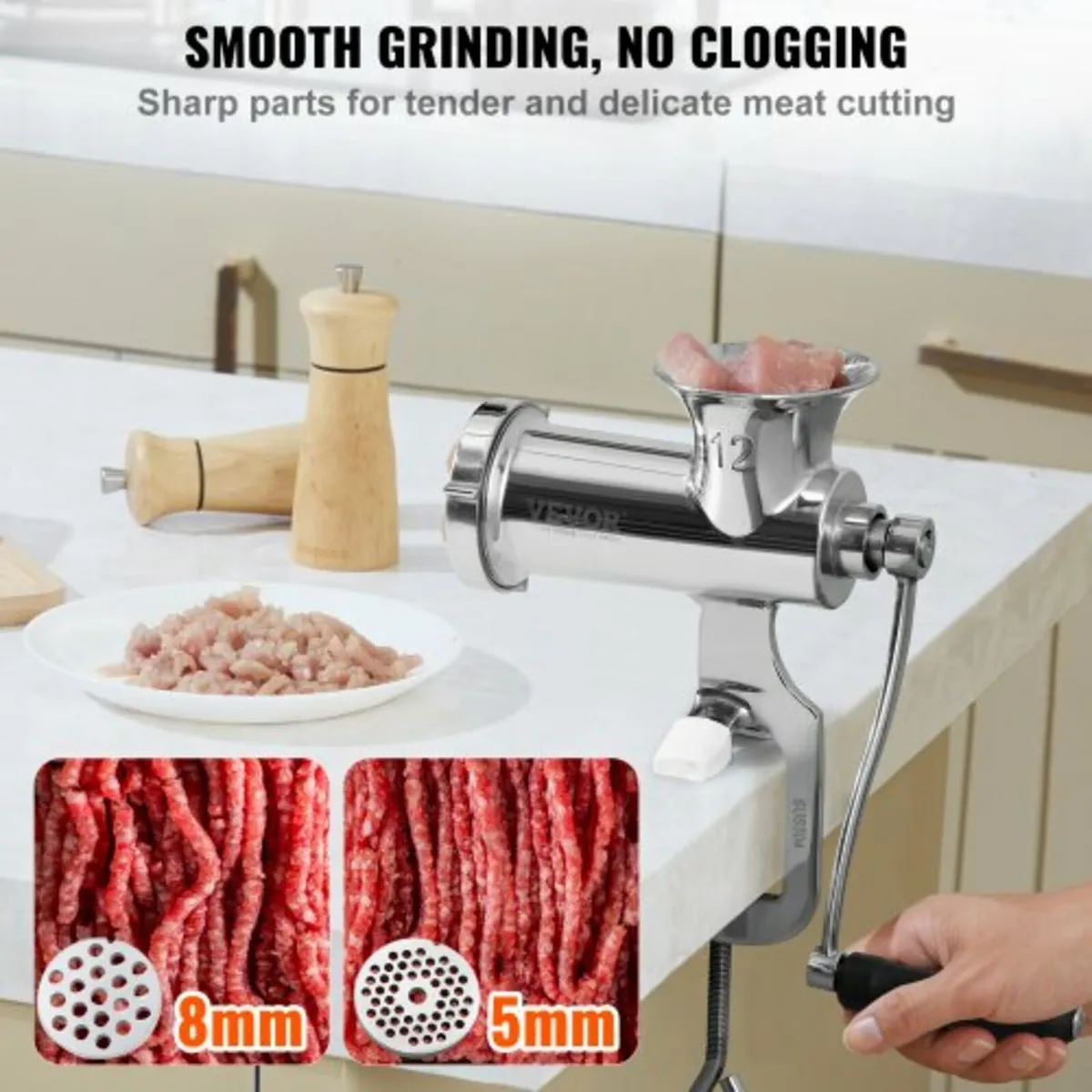 Manual Meat Grinder, 304 Stainless Steel Hand Meat - Image 3