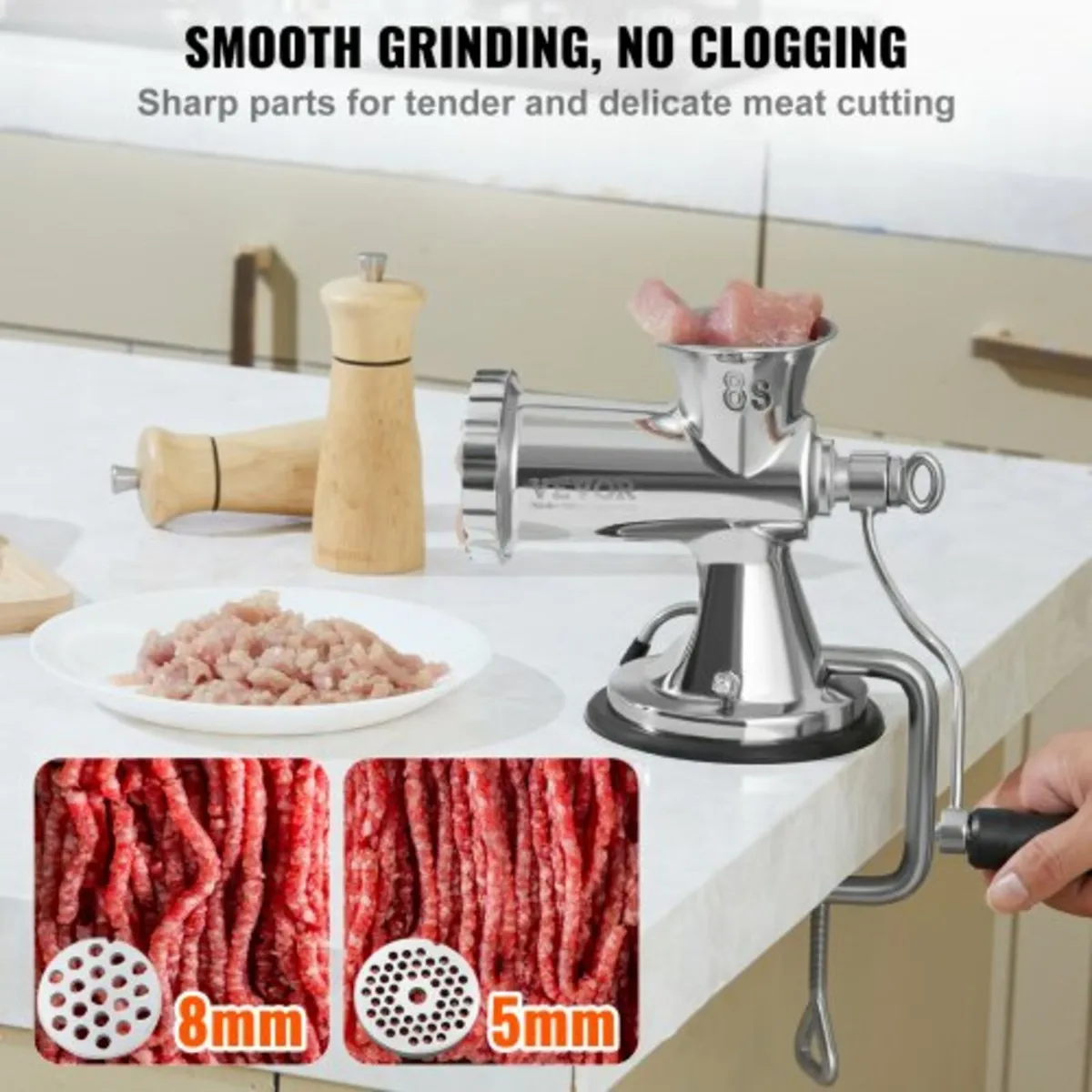 Manual Meat Grinder, 304 Stainless Steel Hand Meat - Image 3