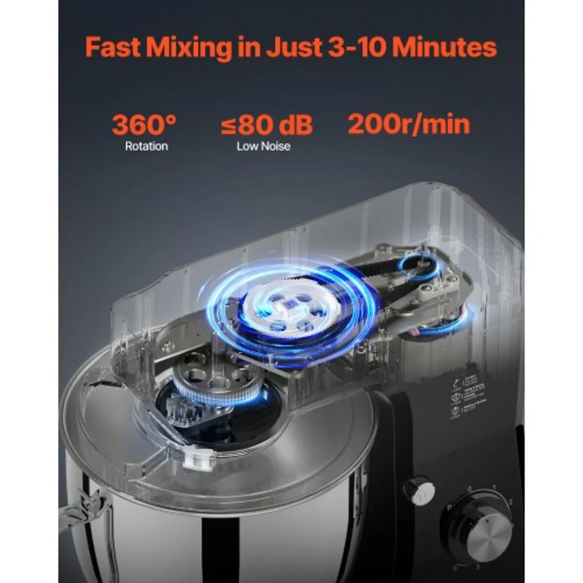 Stand Mixer 8.3 QT Electric Dough Mixer 1400W 6 + - Image 3