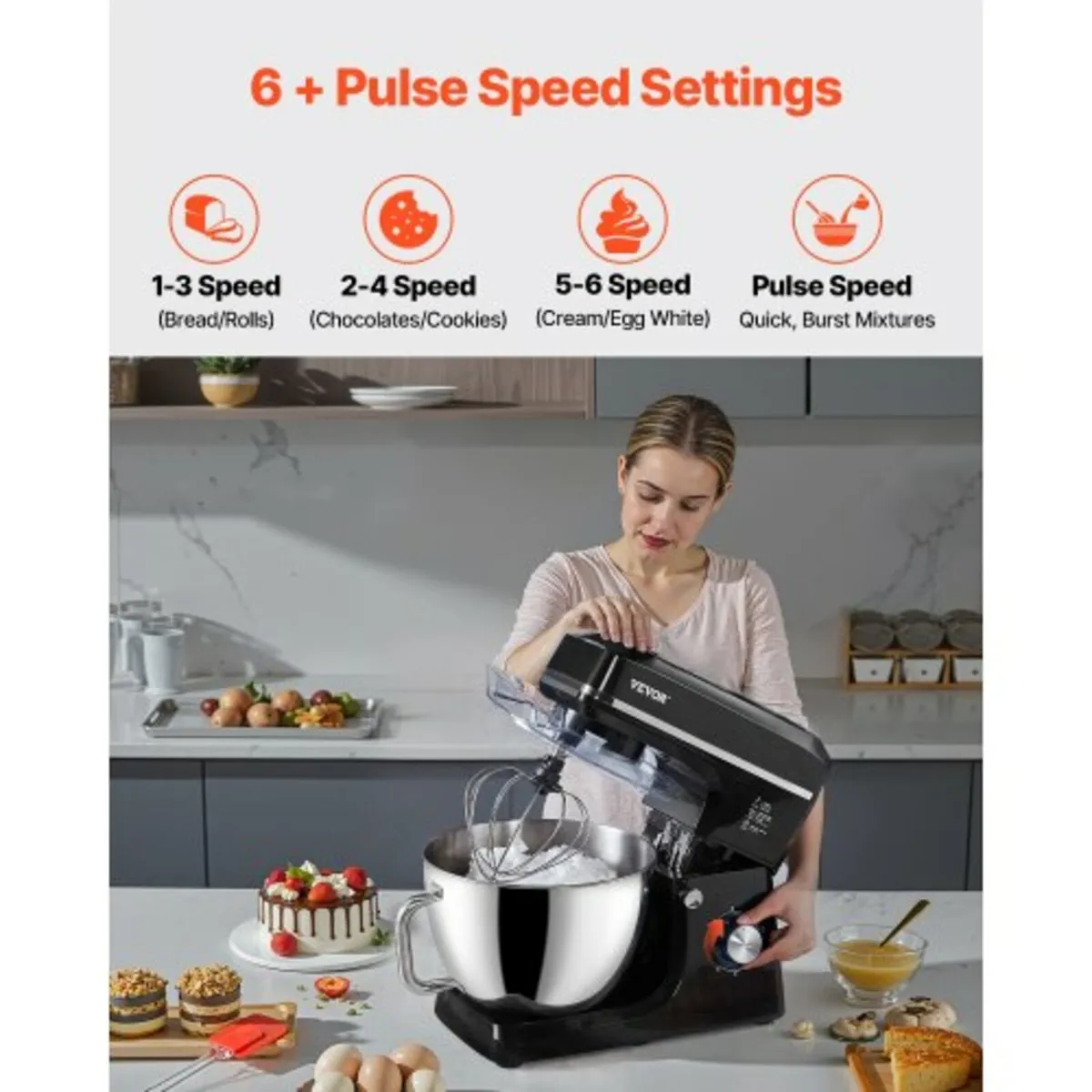 Stand Mixer 8.3 QT Electric Dough Mixer 1400W 6 + - Image 4