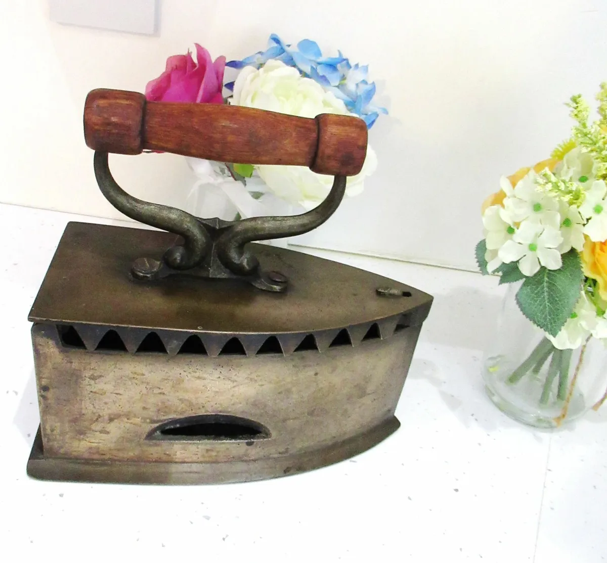 BRASS  iron Antique clothes  door stop ornament - Image 1