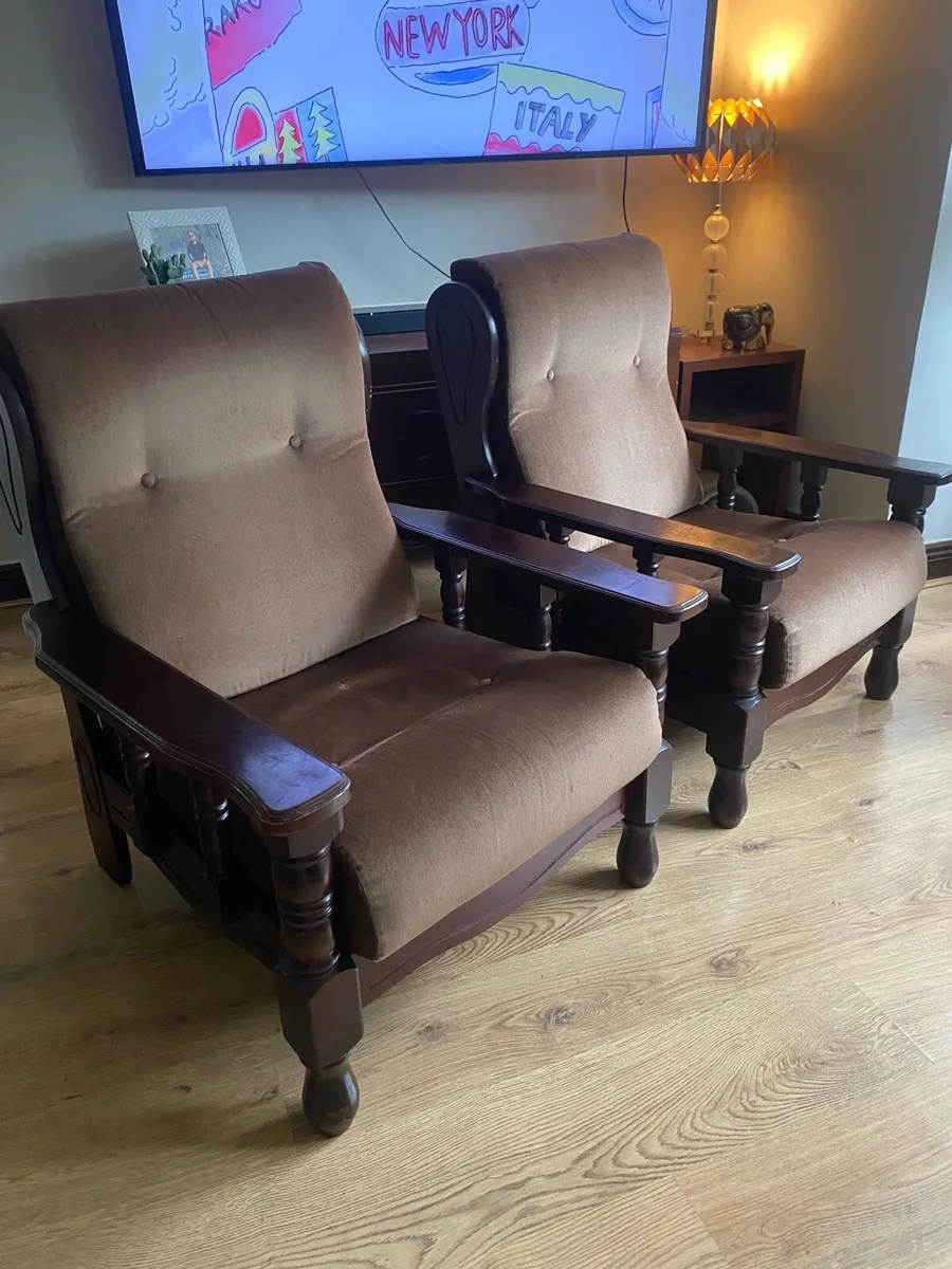Pair of casual armchairs fireside chairs - Image 2