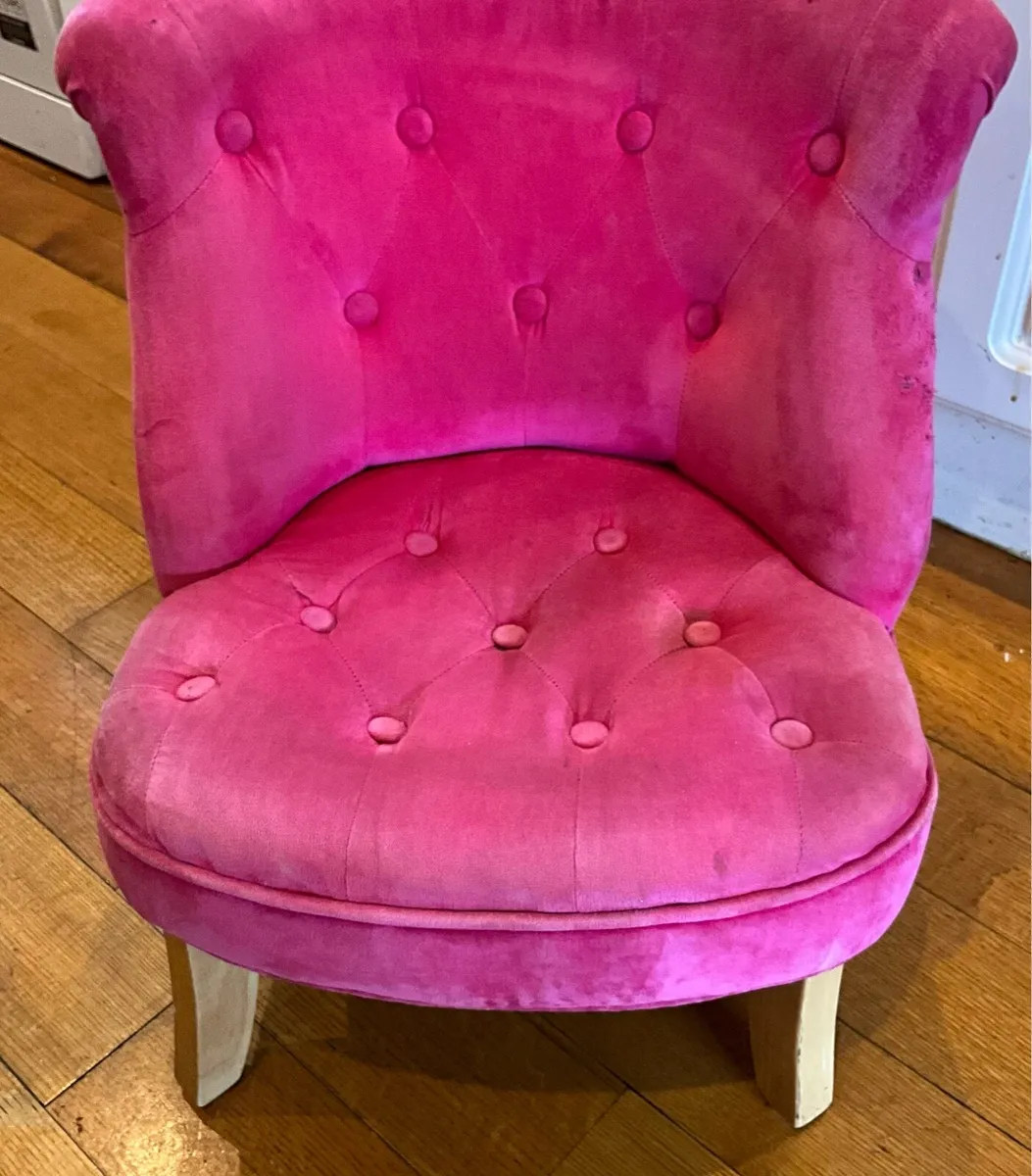 Childs Pink Velvet Upholstered Bedroom Chair - Image 2