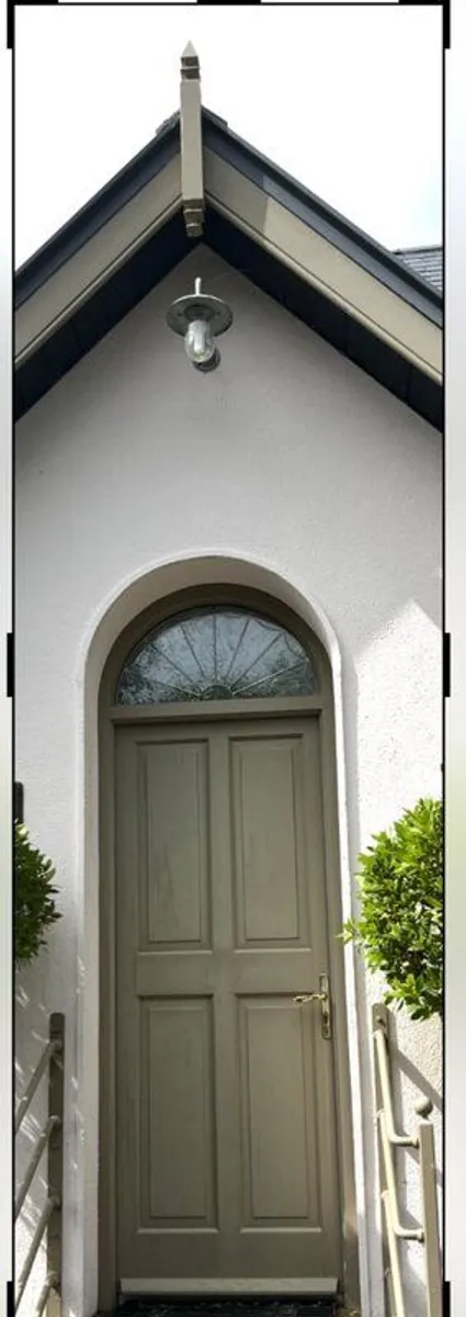 Solid wood front door with frame and fan light - Image 1