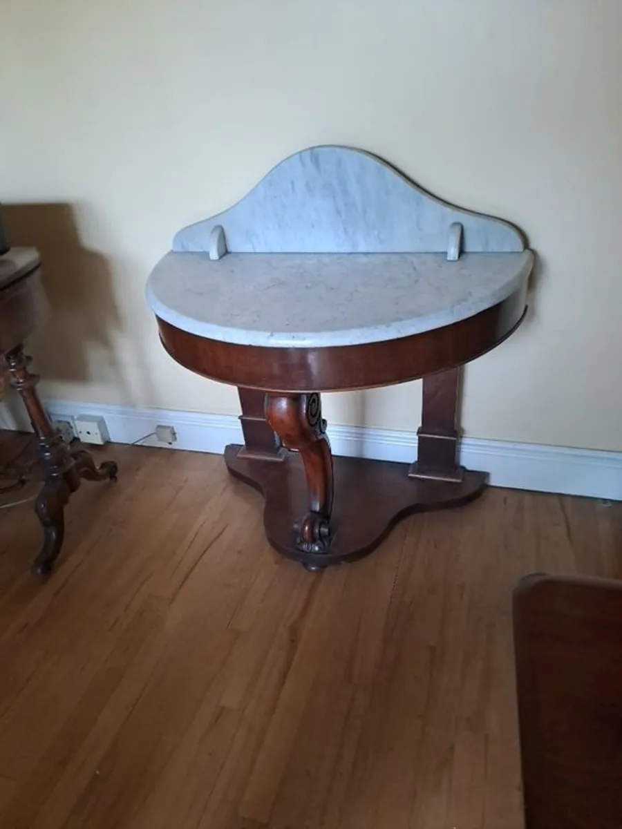 Mahogany Table with Marble Tb - Image 1