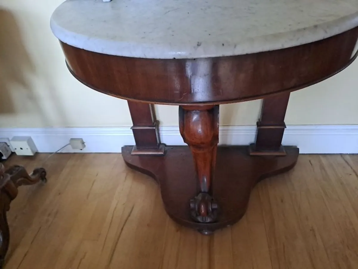Mahogany Table with Marble Tb - Image 2