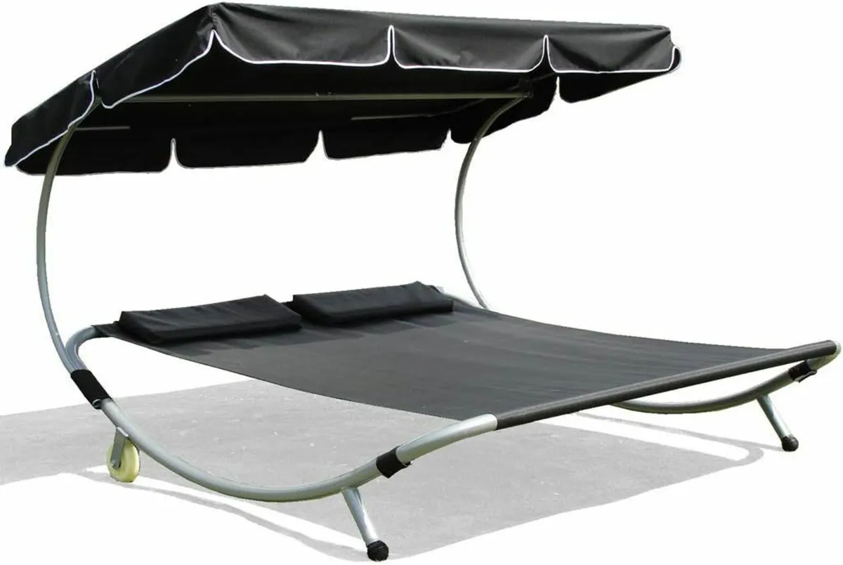 Sun Lounger with Canopy For 2 People - Image 4