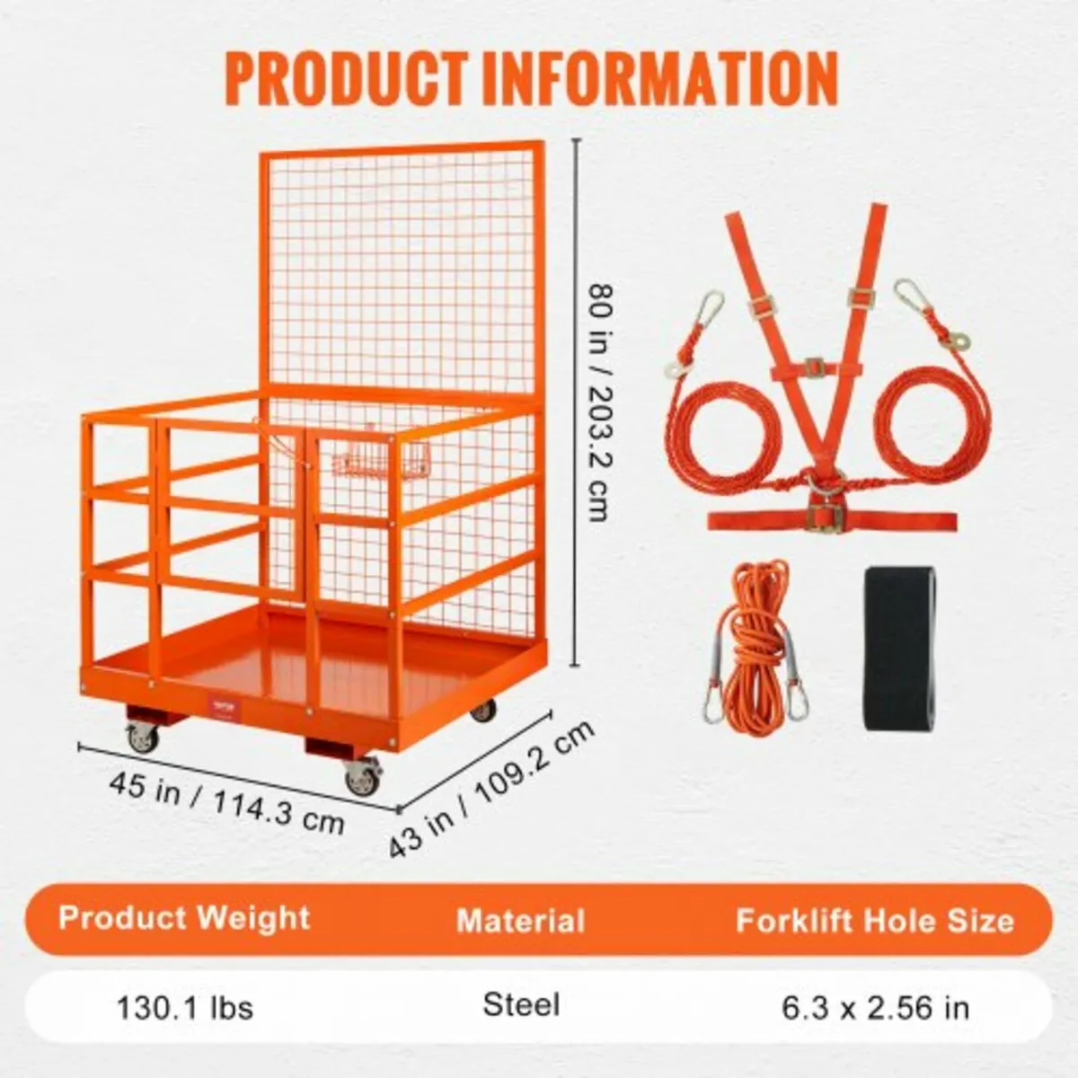 Forklift Safety Cage Work Platform 43X45in 1400lbs - Image 2