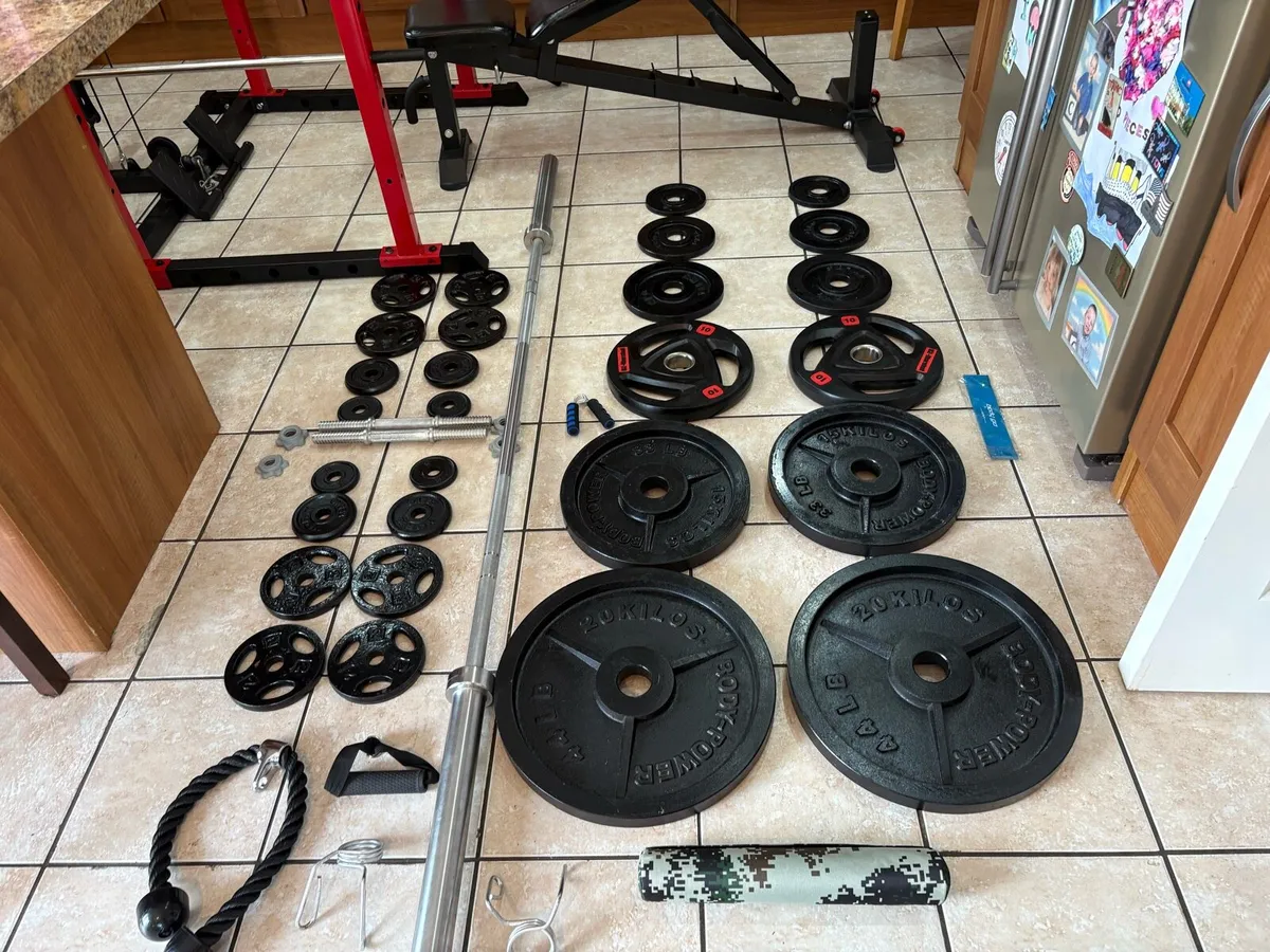 UNBELIEVABLE GYM SQUAT RACK WEIGHTS SET UP - Image 2
