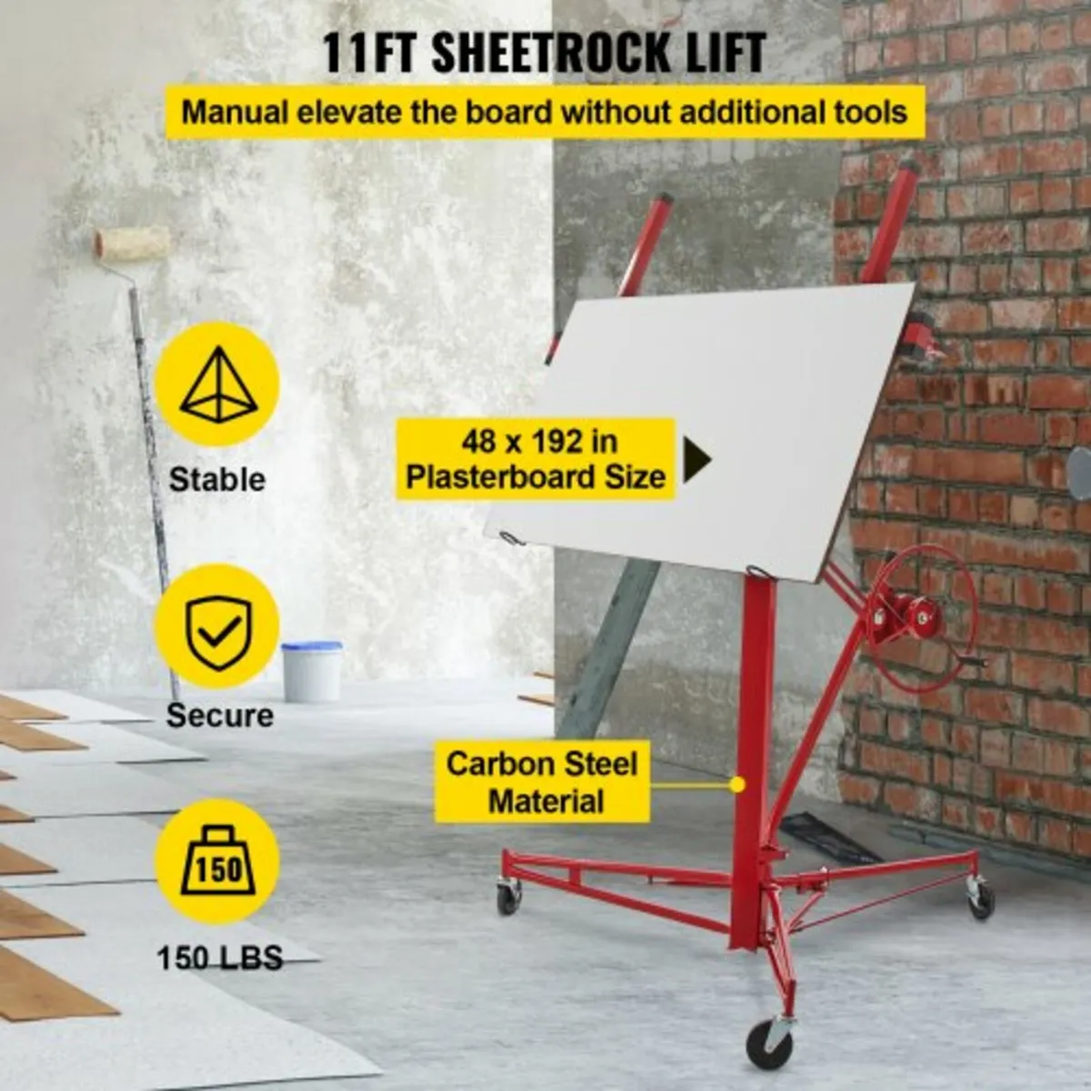 Drywall Rolling Lifter Panel, 11ft Sheetrock Lift - Image 3