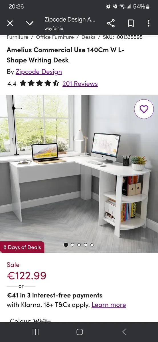 L Shaped Desk - White - Image 1