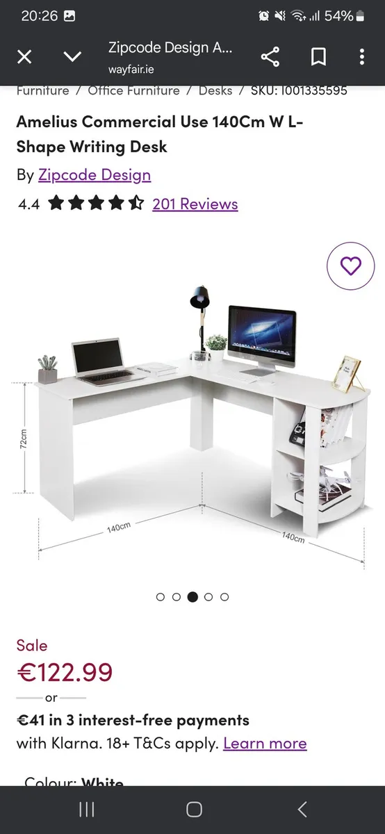 L Shaped Desk - White - Image 2