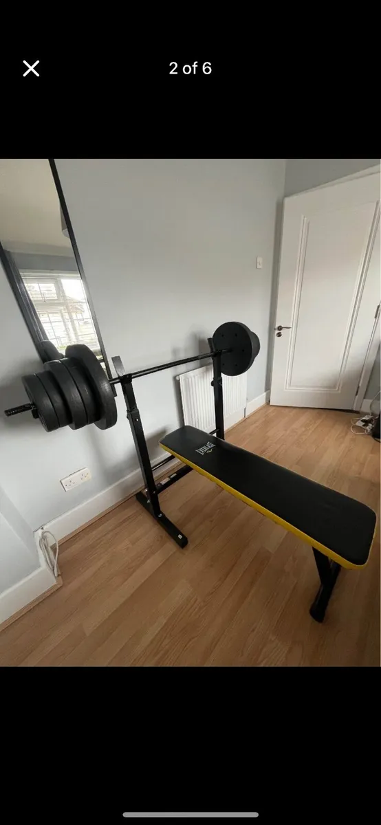 Weight Bench - w/ 50kg Weight Plates, Barbell, EZ - Image 2