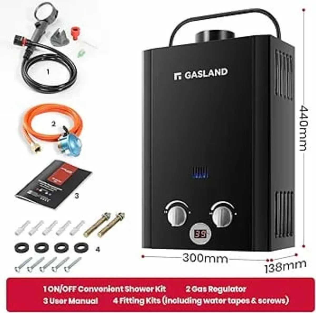 BE158B 6L Gas Water Heater, Freestanding Tankless - Image 2