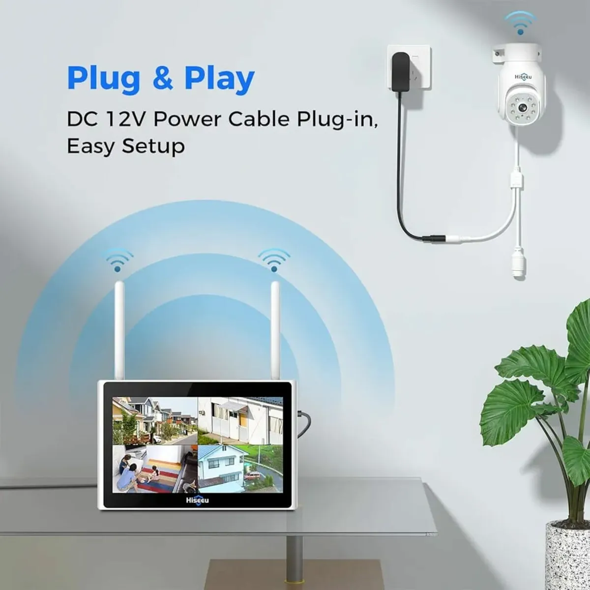 PTZ+10CH Monitor】Hiseeu 5MP Wireless Security Came - Image 2