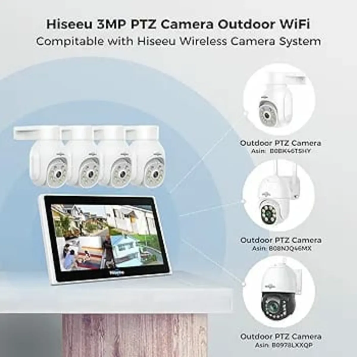 PTZ+10CH Monitor】Hiseeu 5MP Wireless Security Came - Image 4