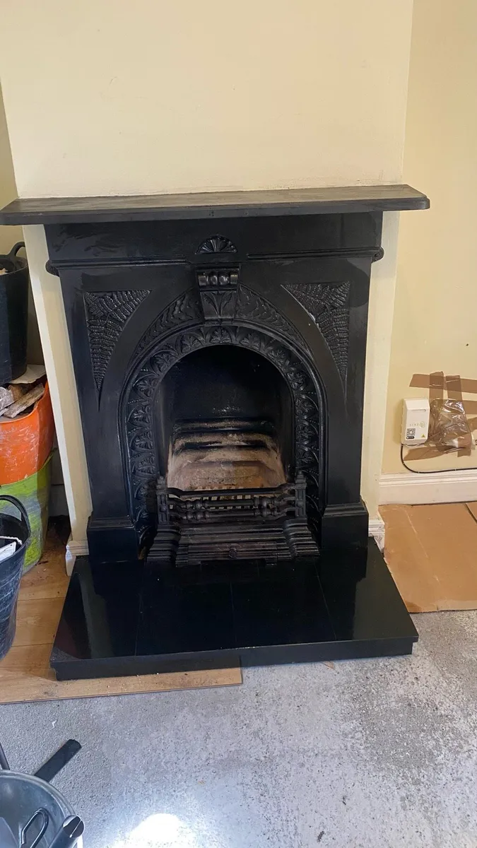 Cast iron fireplace surround, mantle and hearth