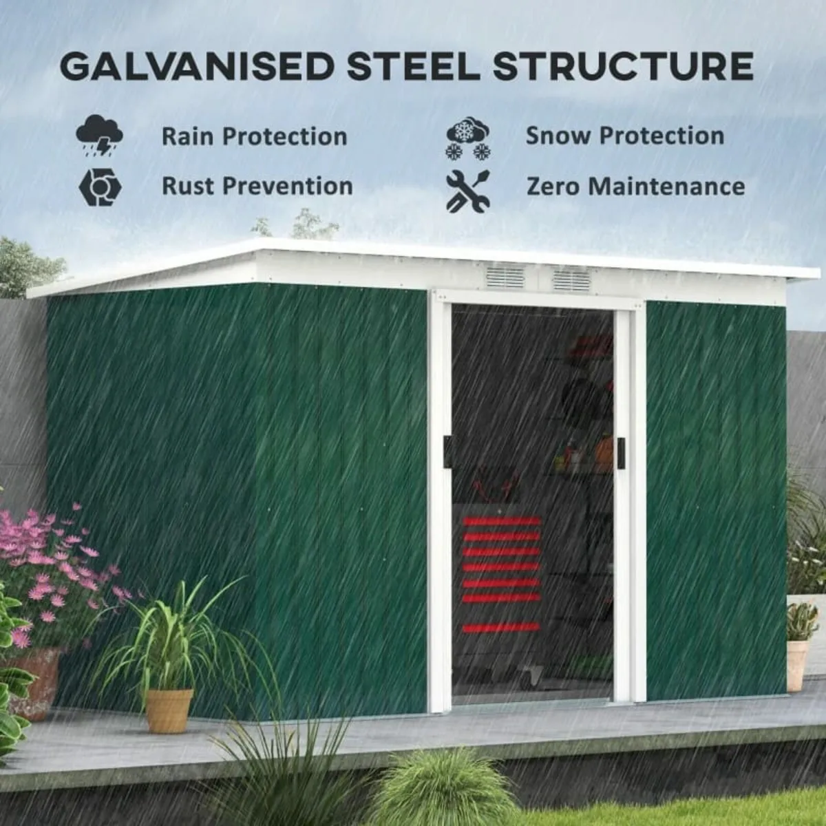 4ft x 9ft Steel Garden Tool Shed - Image 3