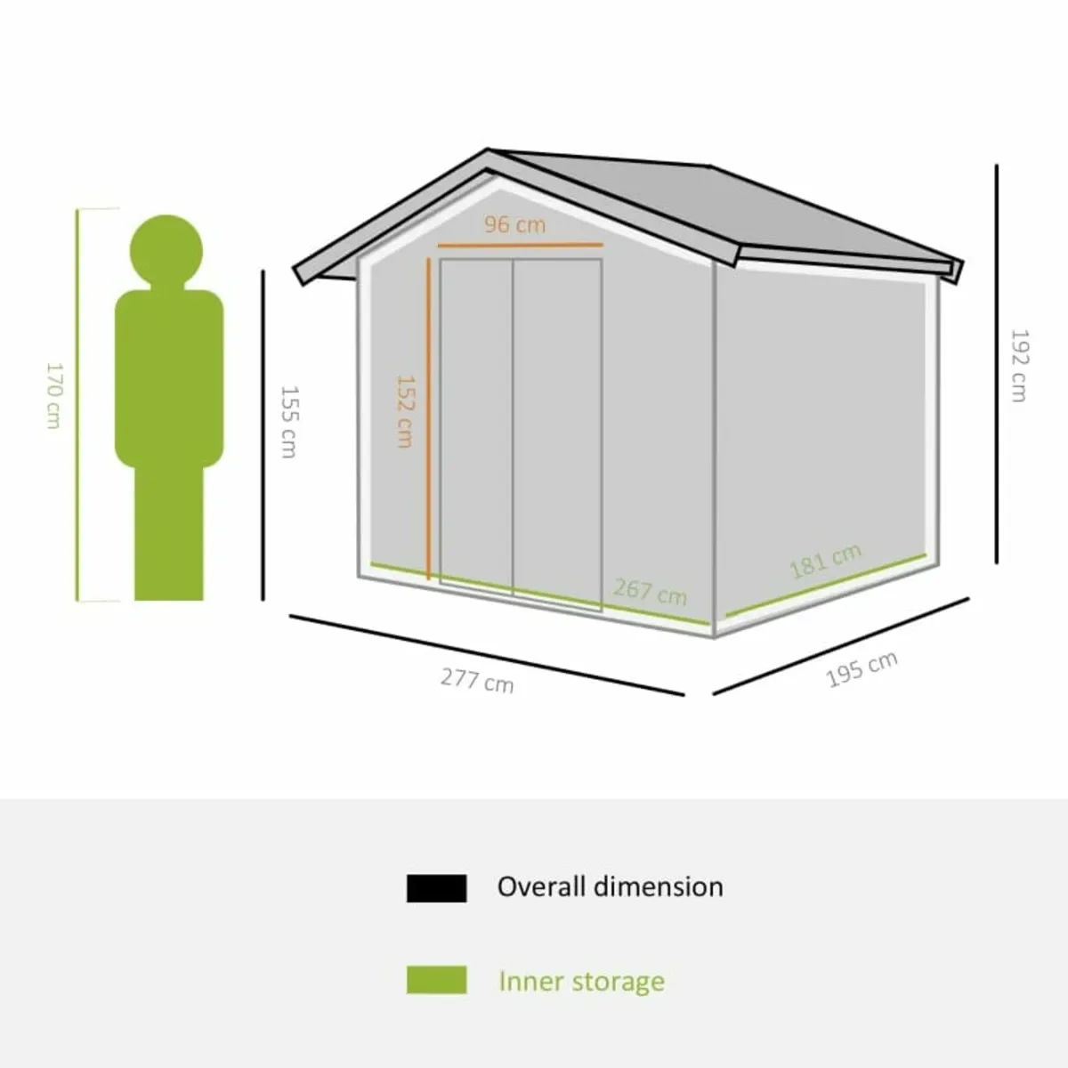 9 x 6FT Metal Shed Roofed Garden Shed Outdoor Stor - Image 2