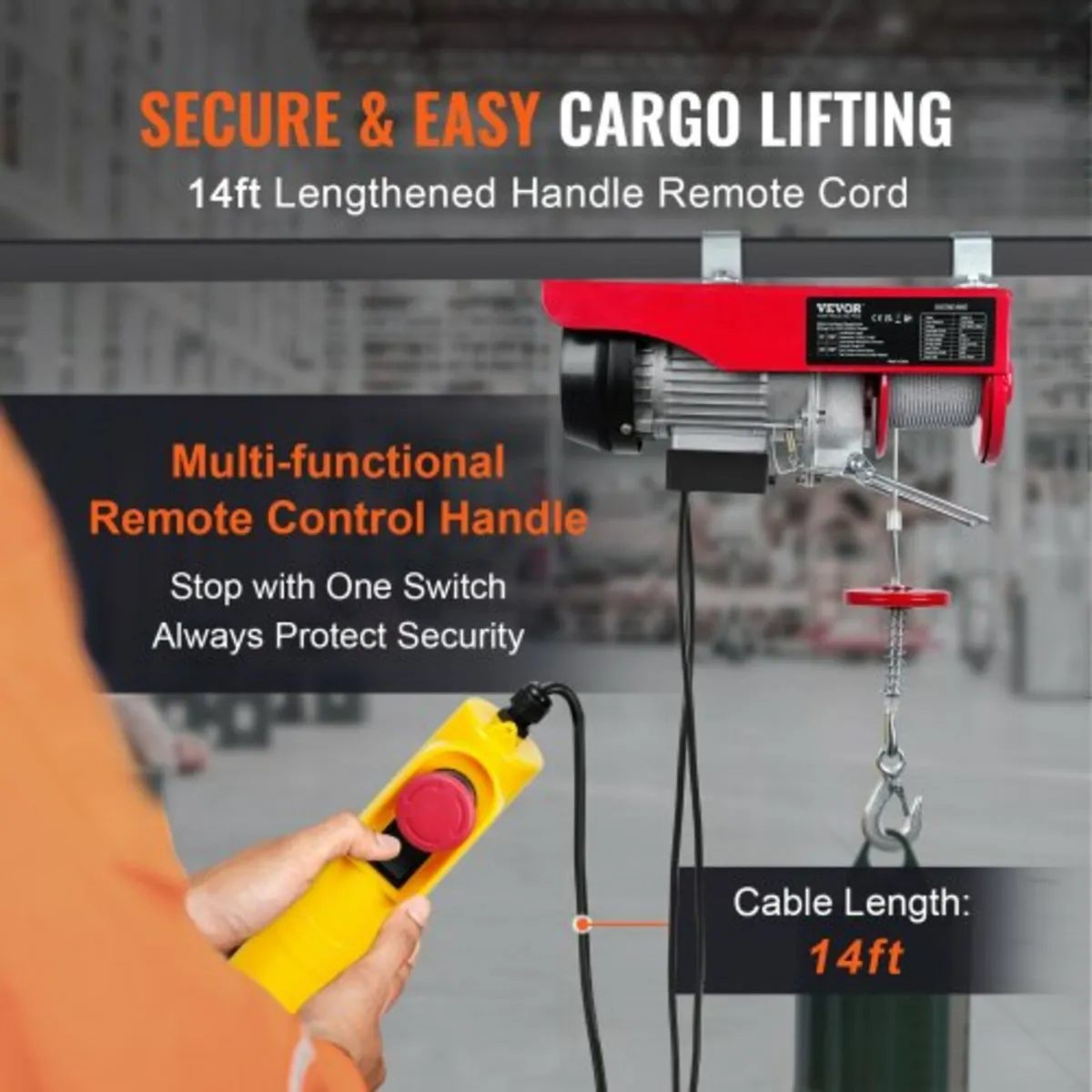 Electric Hoist, 550 lbs Lifting Capacity, 510W 220 - Image 4