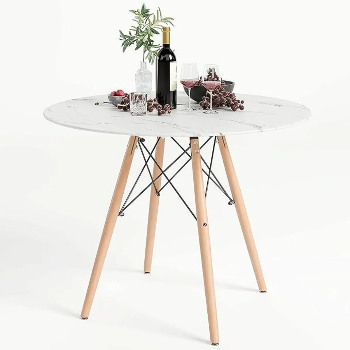 Small Round Dining Table Kitchen White/80CM - Image 1