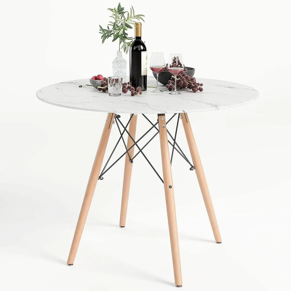 Small Round Dining Table Kitchen White/80CM - Image 3