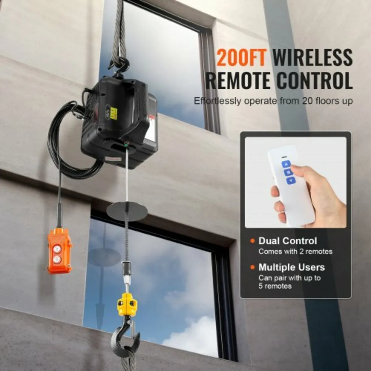 3-in-1 Portable Electric Hoist Winch 499 kg Wired/ - Image 4