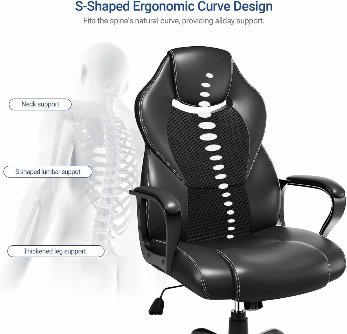 Office Chair Ergonomic Computer Chair Gaming black - Image 3