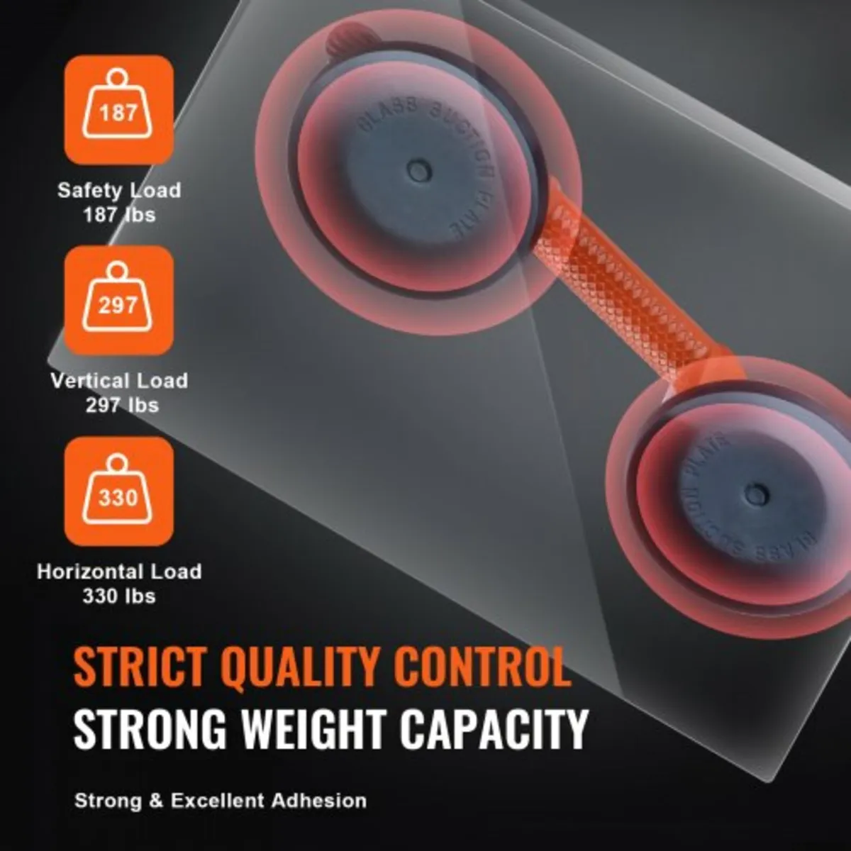 Glass Suction Cup, 4.7" 2 Pack 330 lbs Load Capaci - Image 3