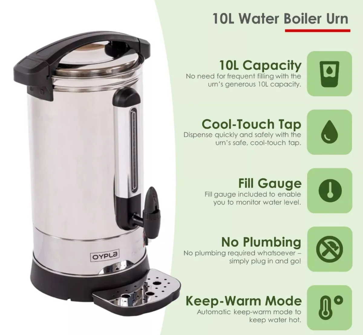 10 Litre Electric Hot Water Boiler Tea Coffee Urn - Image 1