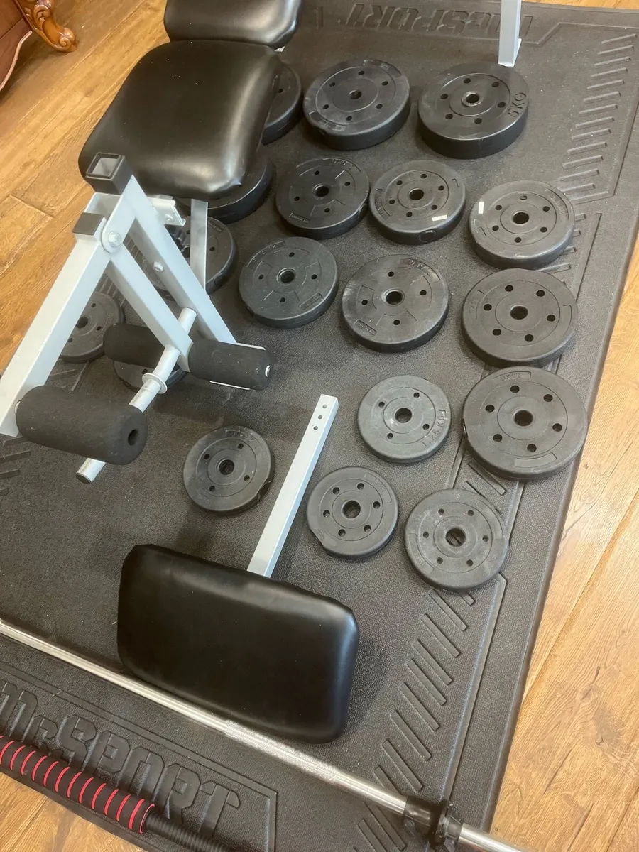 Bench barbell dumbbells and weights - Image 4
