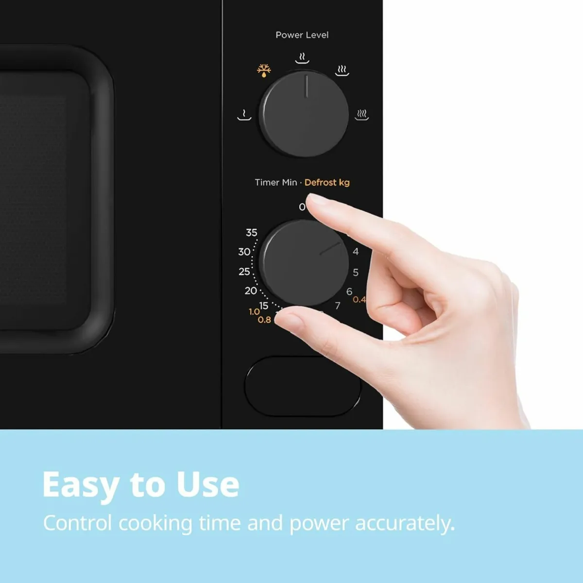 Black Compact Microwave Oven Manual Control 20L - Image 3