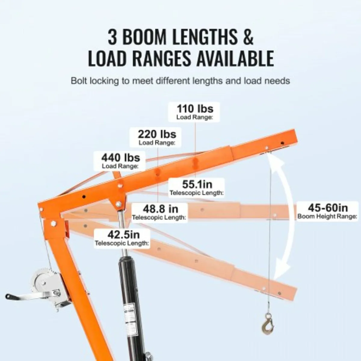 Hydraulic Pickup Truck Crane Hoist Crane 500 lbs 3 - Image 4