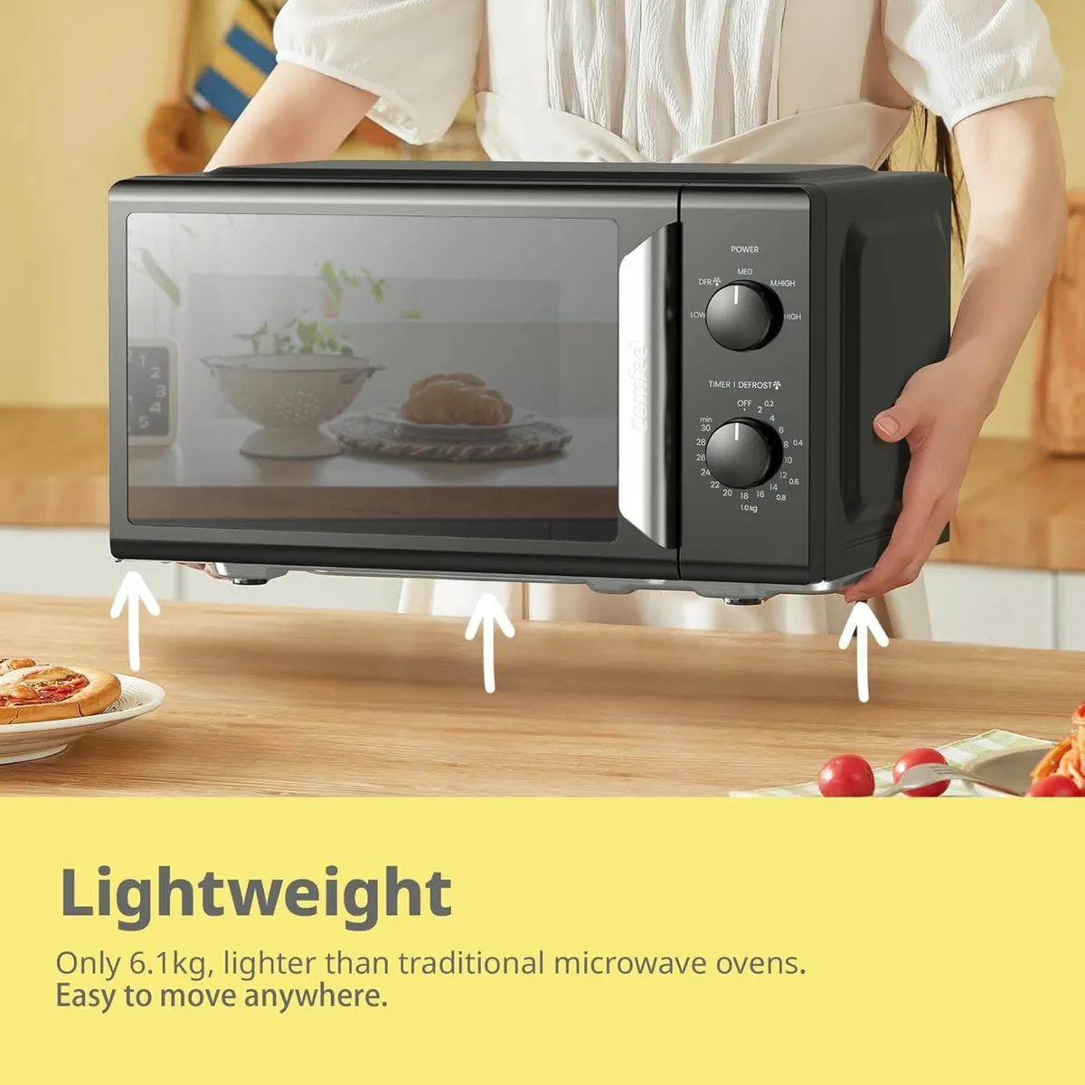 19L 700W Black Mirror Mini Microwave Oven - Image 3