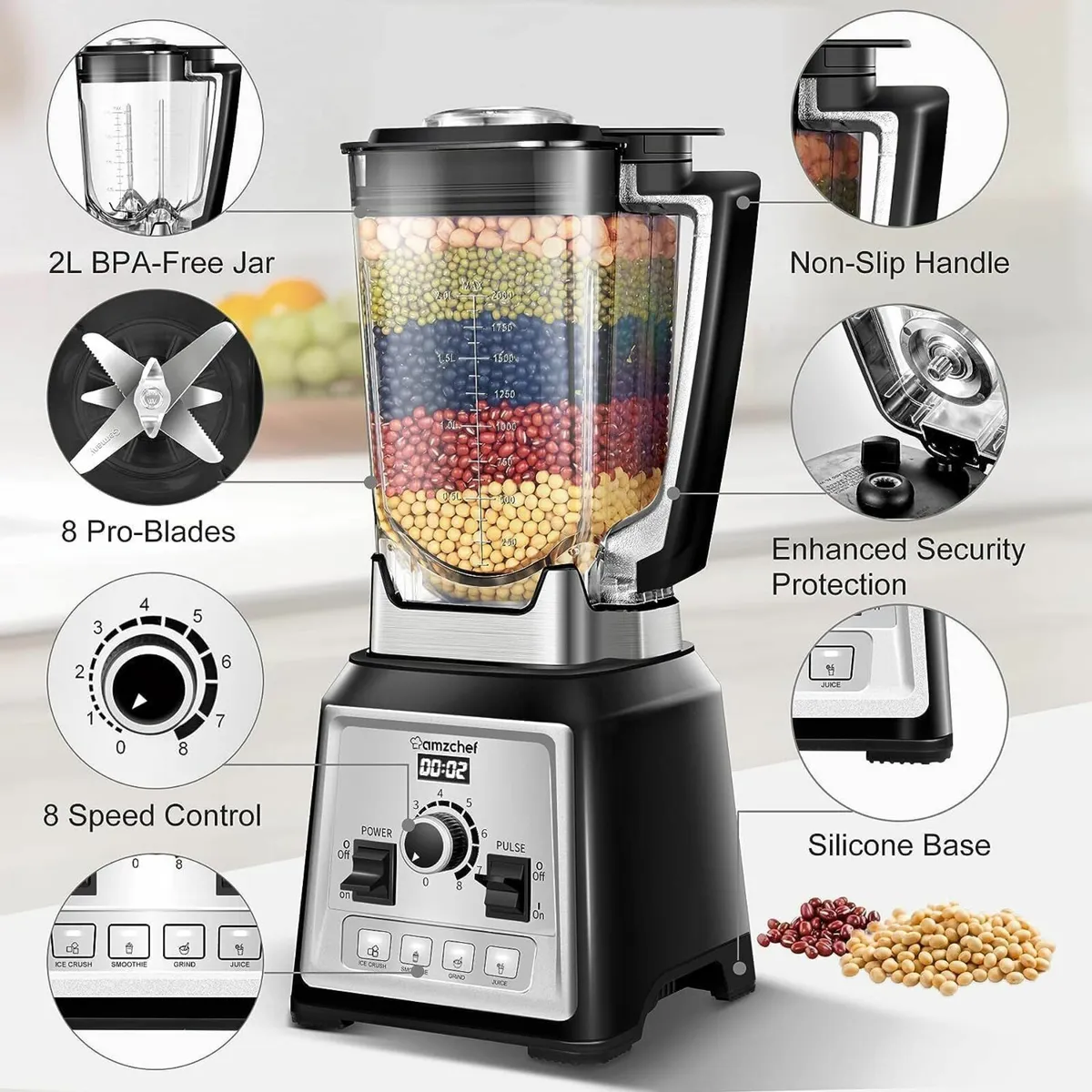 Blender Smoothie Maker 2000W Commercial Blender - Image 3