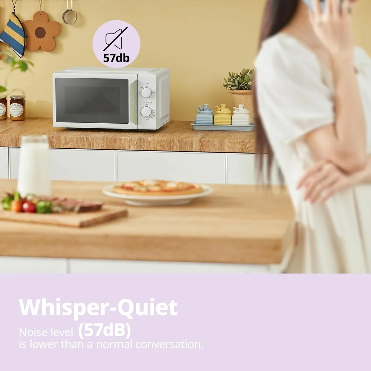 17L White Sage Green Mini Microwave Oven - Image 4