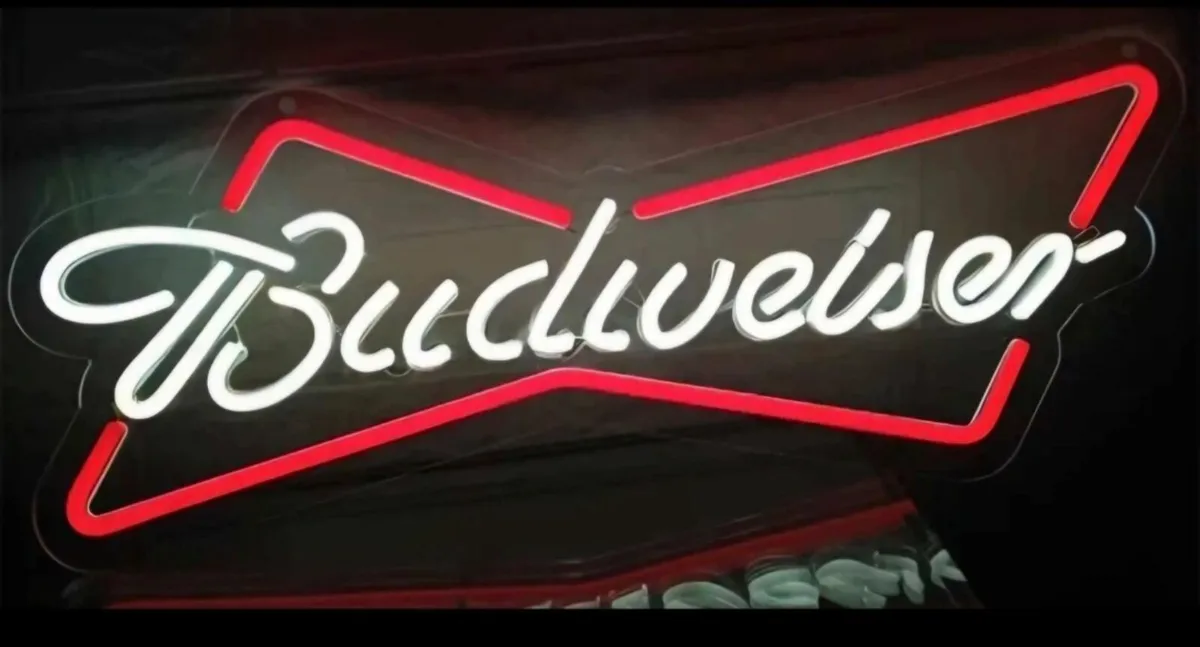 Budweiser neon lager beer mancave bar sign brand n - Image 1