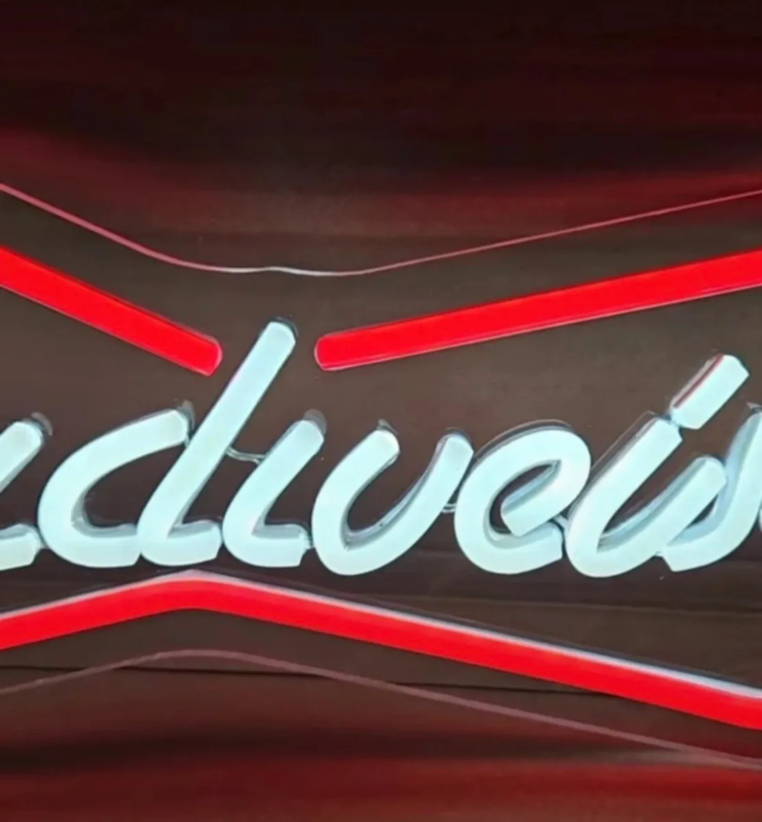 Budweiser neon lager beer mancave bar sign brand n - Image 2