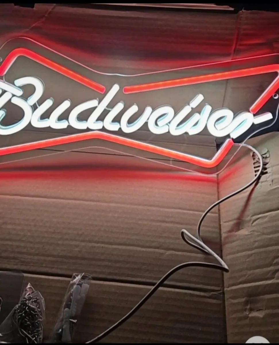 Budweiser neon lager beer mancave bar sign brand n - Image 3