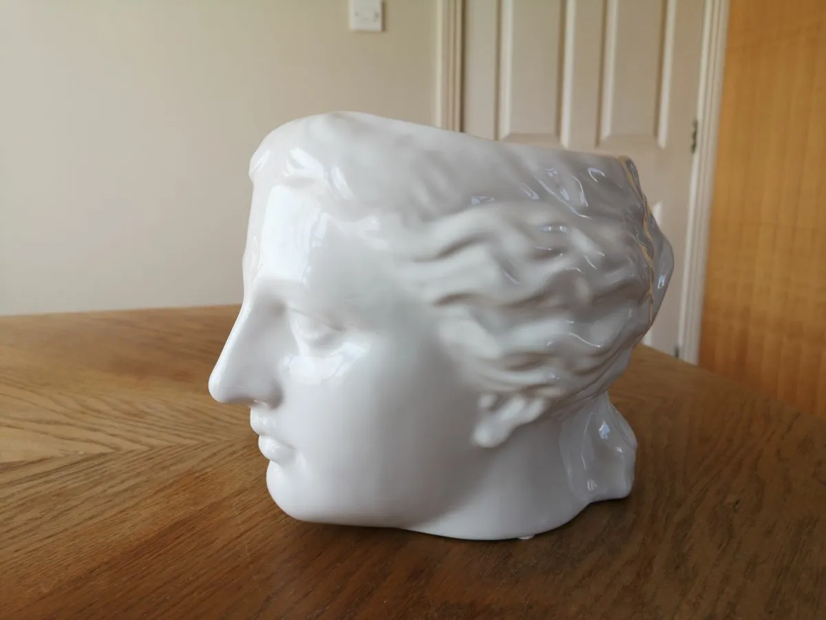 Vase Greek Head Planter Large White Ceramic Decor - Image 2