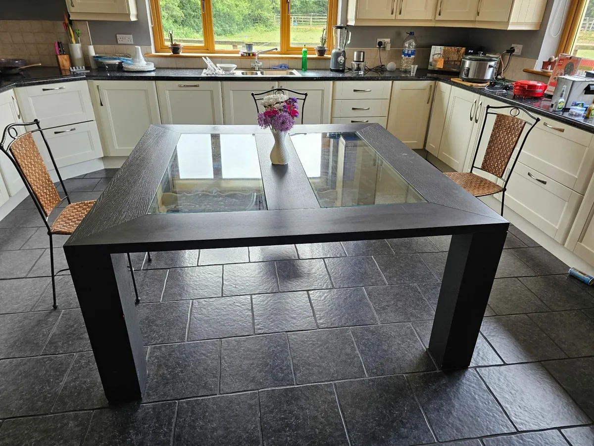 Wood & Glass Kitchen Table 1.60meter x 1.60 meter - Image 1