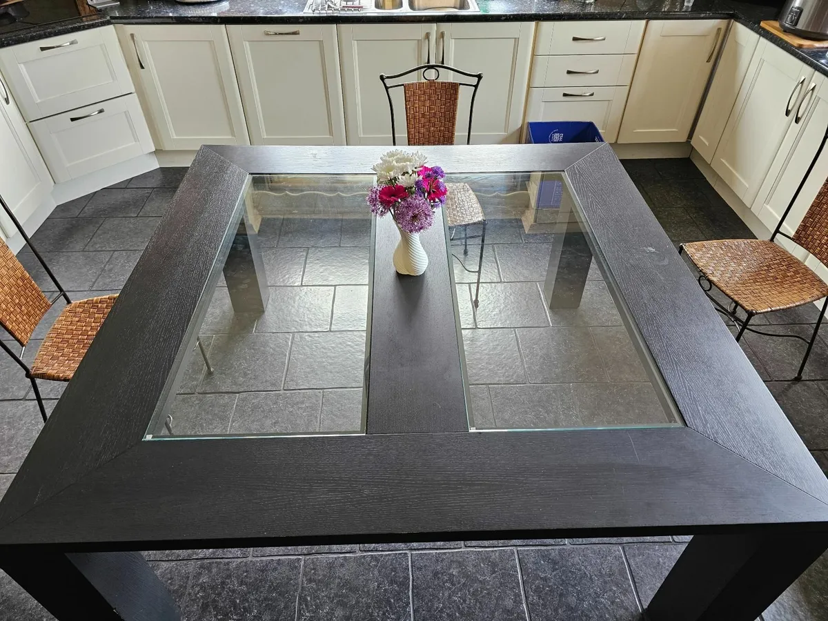 Wood & Glass Kitchen Table 1.60meter x 1.60 meter - Image 2