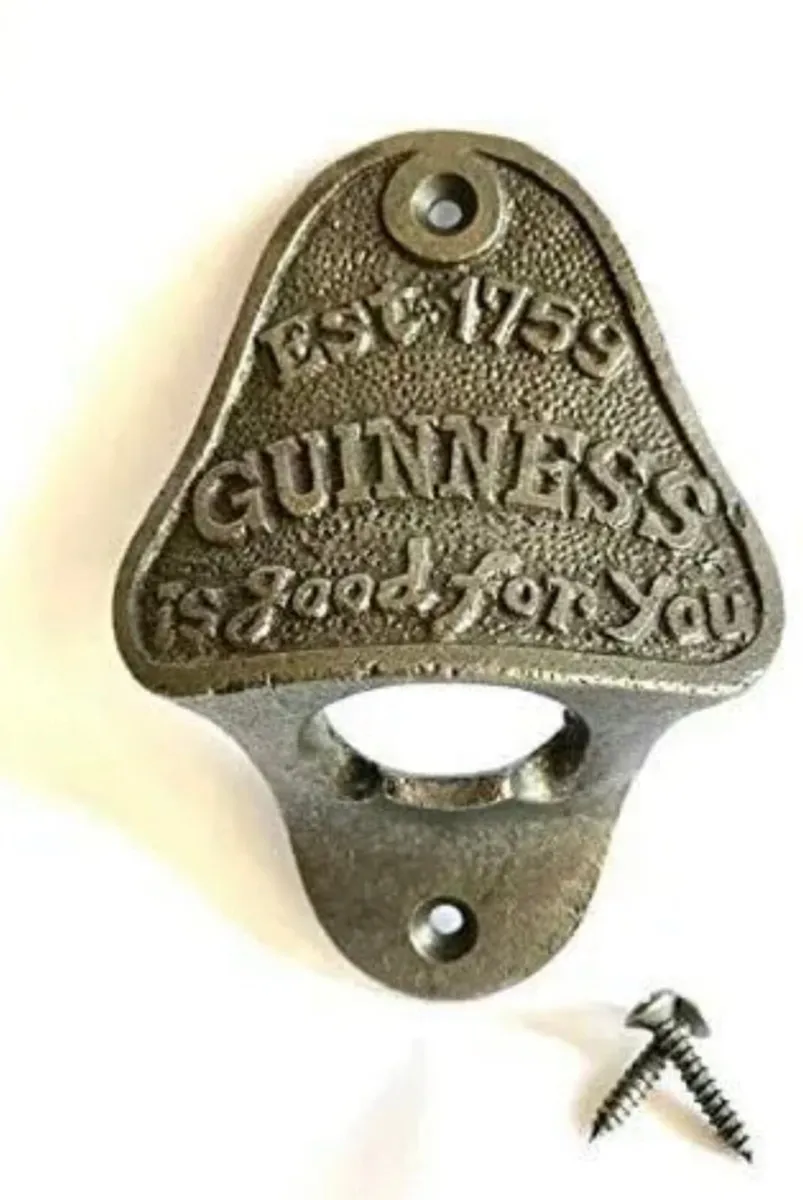 Retro Cast Iron Wall Mounted Bottle Opener Guinnes - Image 1