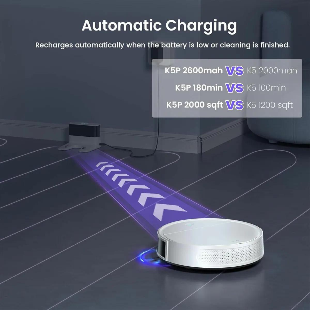 Robot Vacuum Cleaner 5000Pa 180 Minutes, WiFi/APP - Image 3