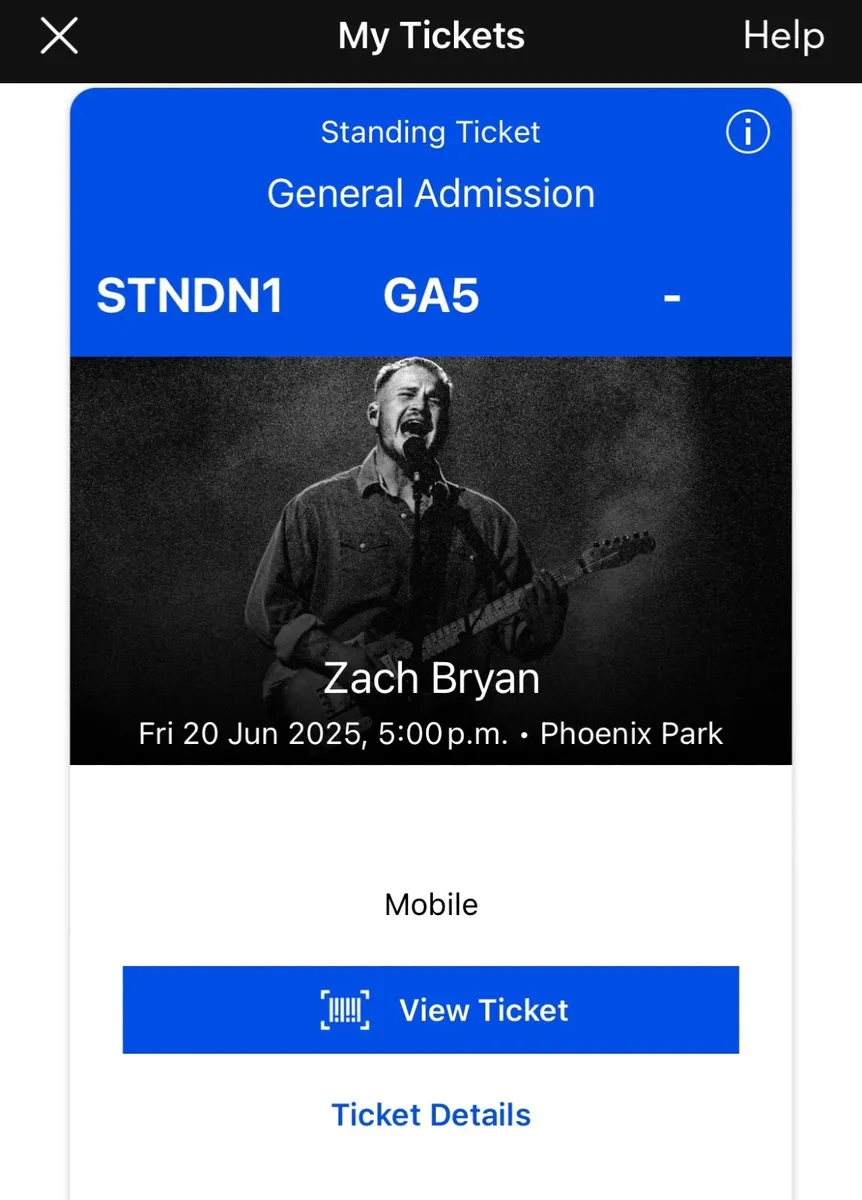Friday 20th Zach Bryan concert ticket