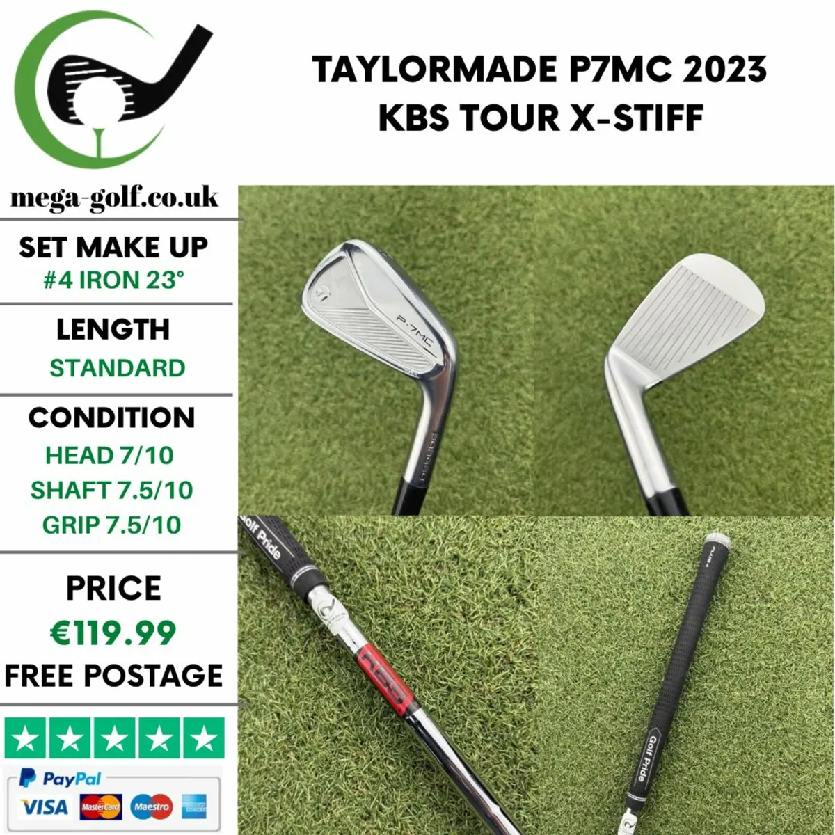 TAYLORMADE P7MC 2023 #4 IRON 23° /KBS TOUR X-STIFF - Image 1