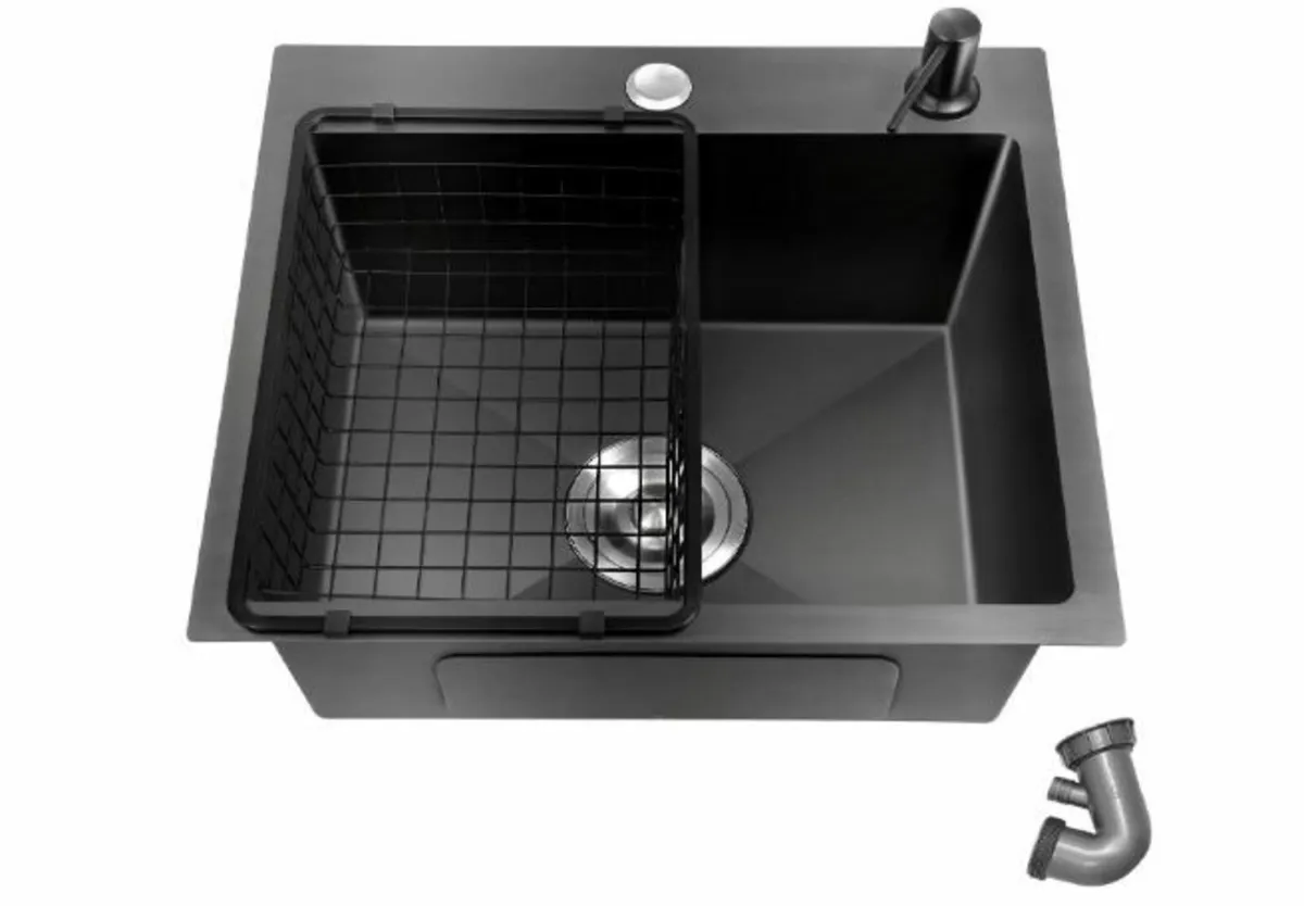 Kitchen Sink, Black Granite, 40 x 45 cm - Image 1