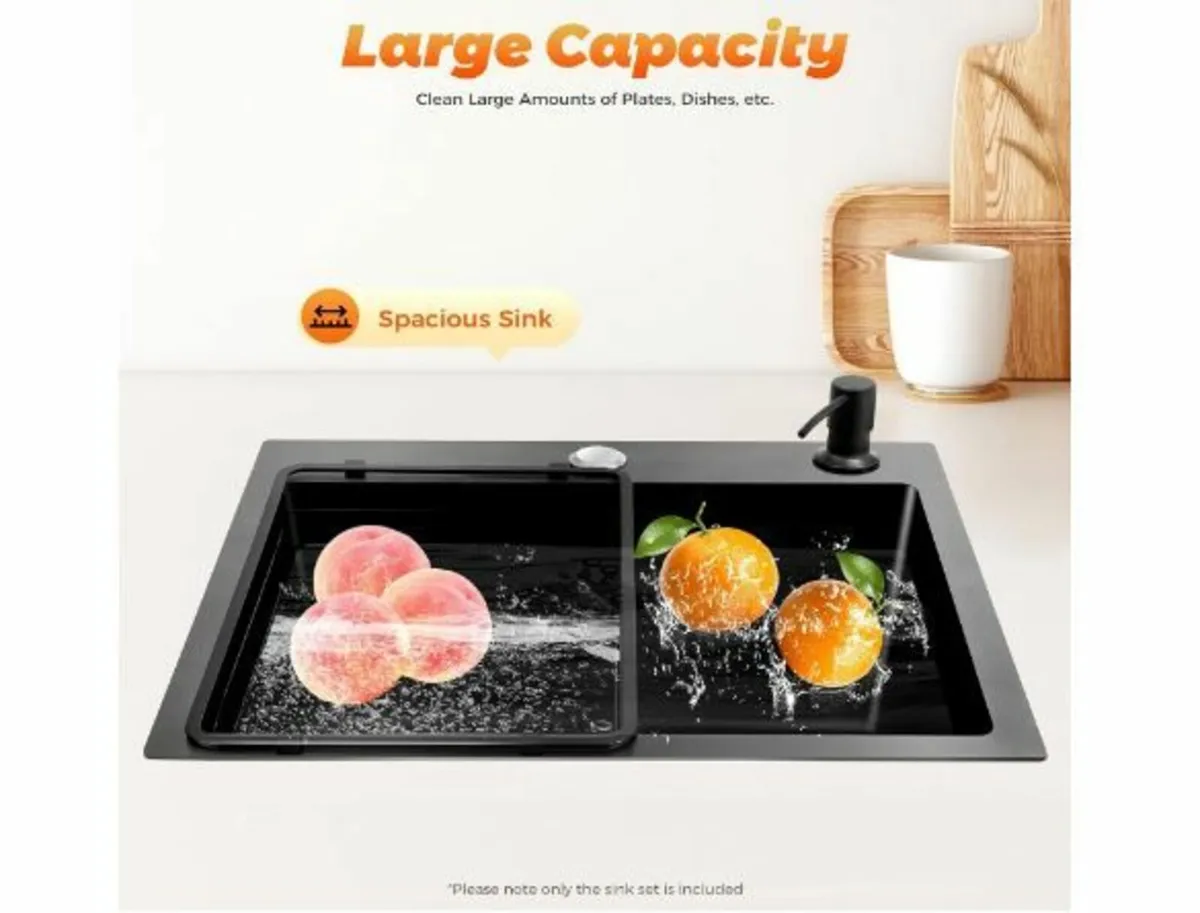 Kitchen Sink, Black Granite, 40 x 45 cm - Image 2