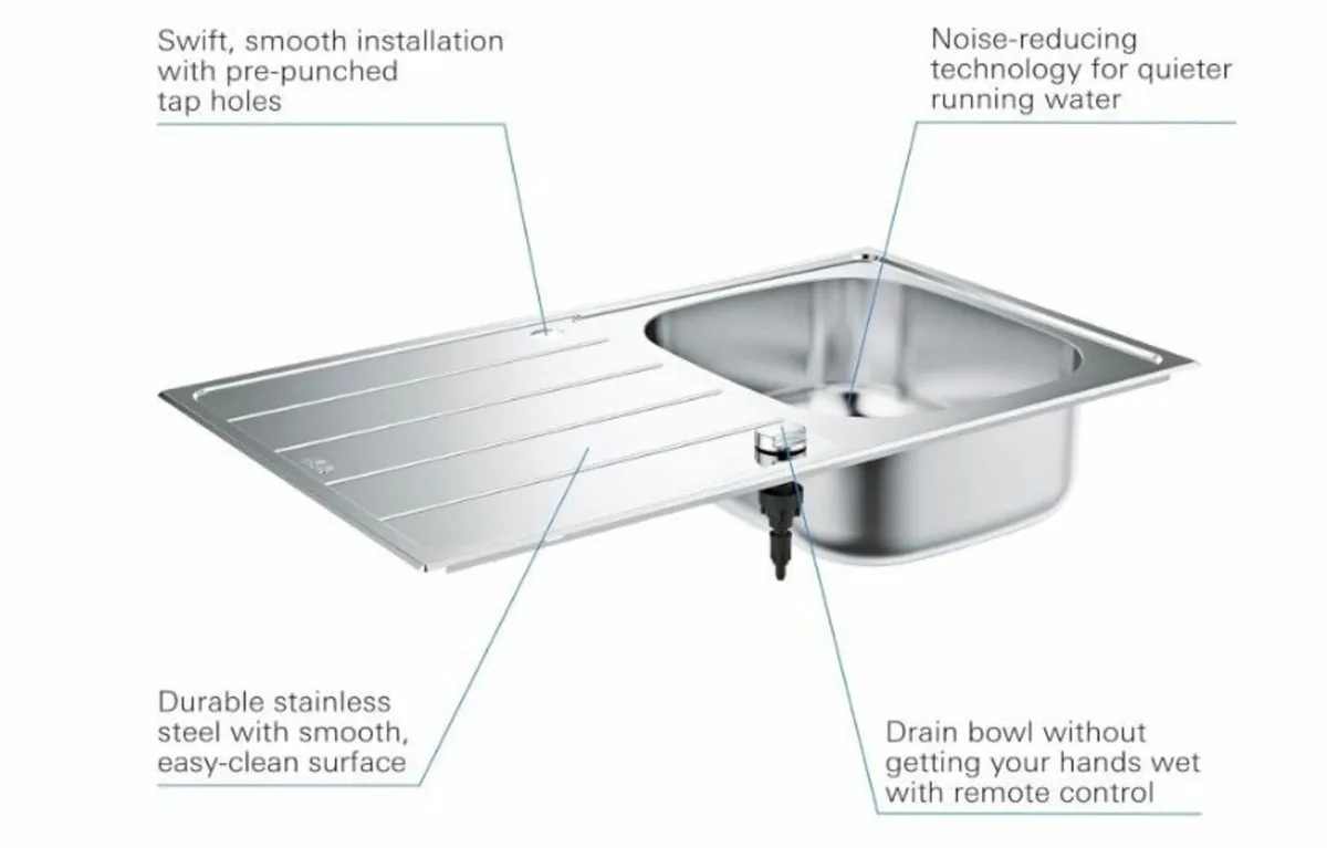 Kitchen Sink, 1 Basin, 86 x 50 cm - Image 3