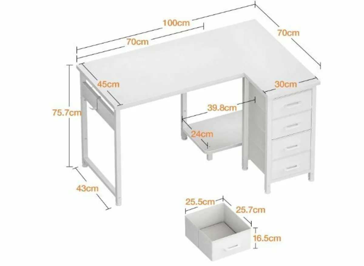 Corner Desk, 100 x 70 cm, L Shape - Image 3
